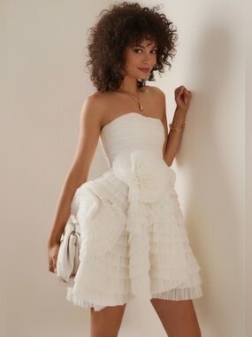 NWT Aje Expressive Pleated mini dress in Ivory White Size US 4